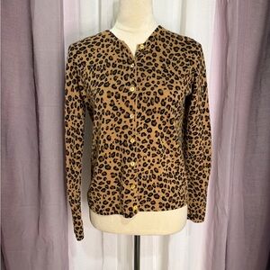 Cashmere Leopard Print Cardigan